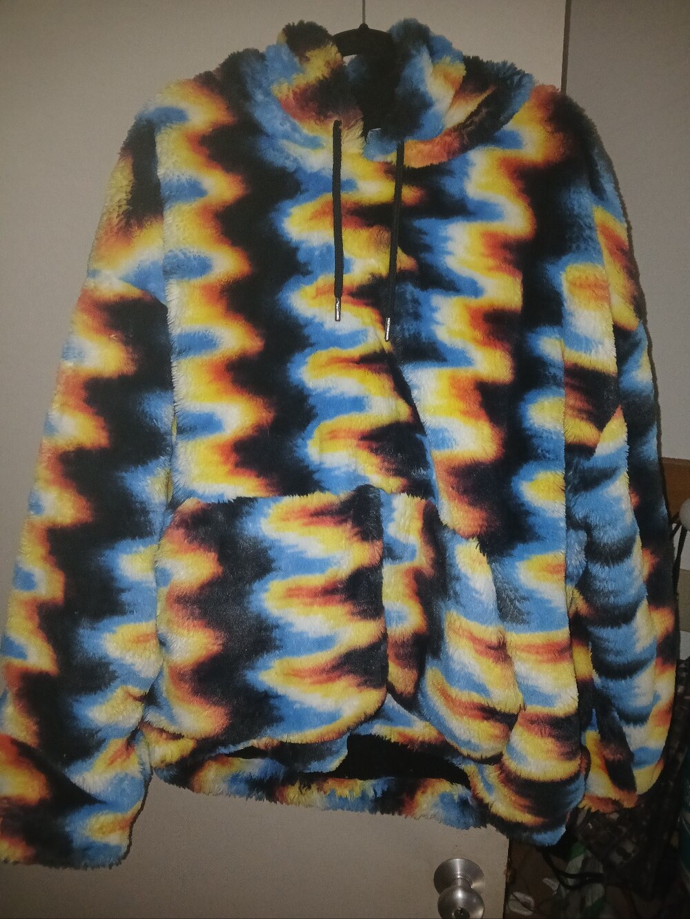 Faux Fur Multicolor Tie-Dye Hoodie Jacket